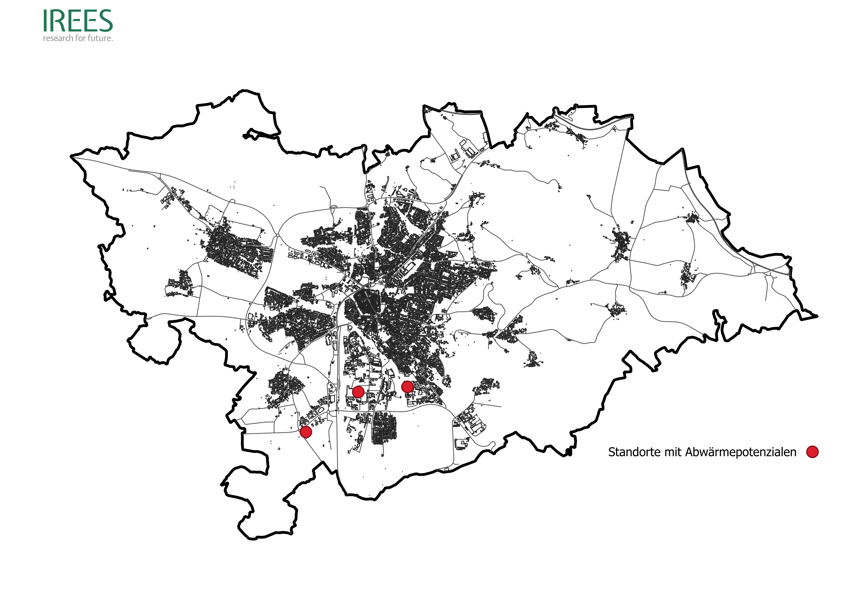 Karte mit Standorten mit Abwärmepotenzialen.